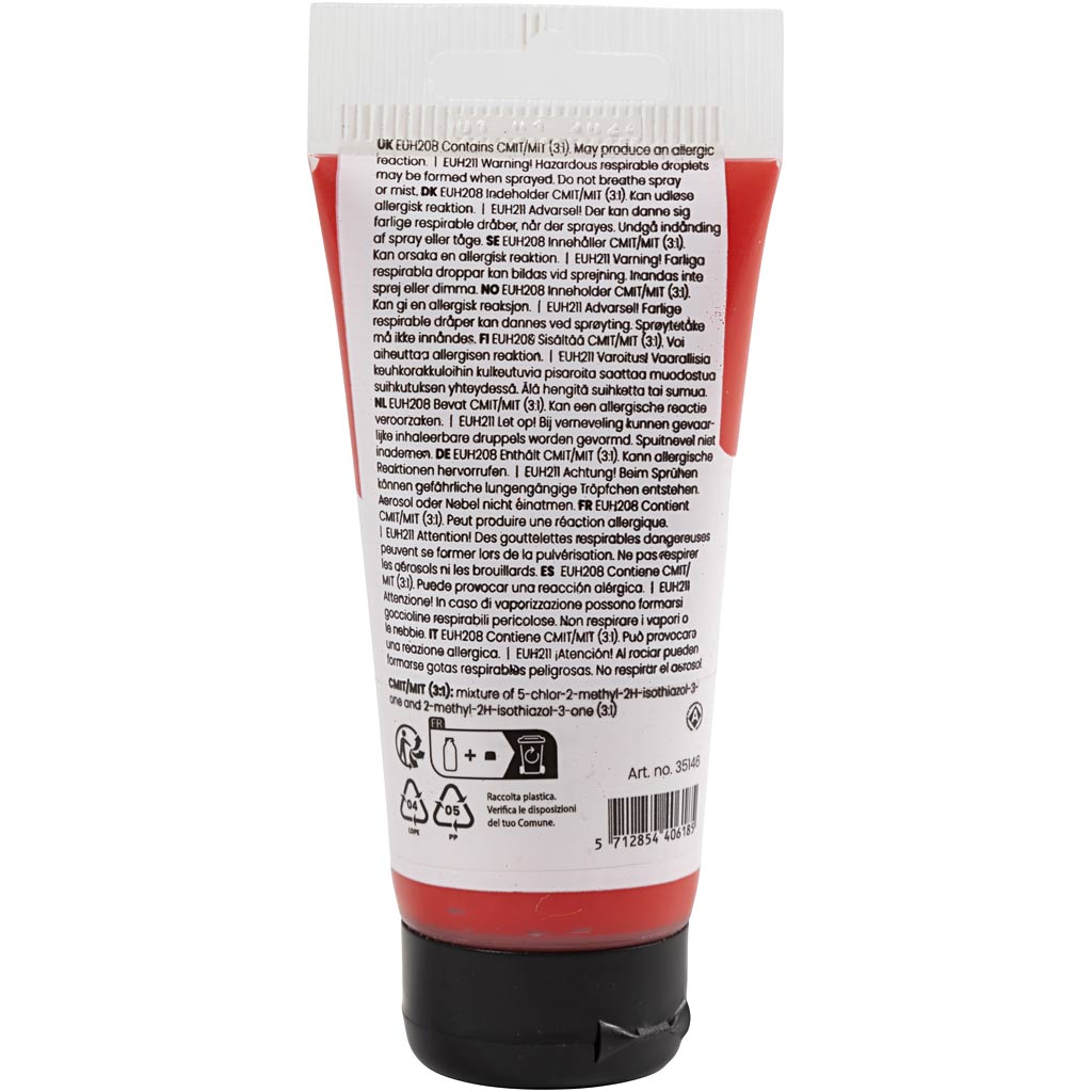 Art Acrylic, pool-läikiv, pool-läbipaistev, kaadmiumpunane, 75 ml/ 1 pudel - Image 2