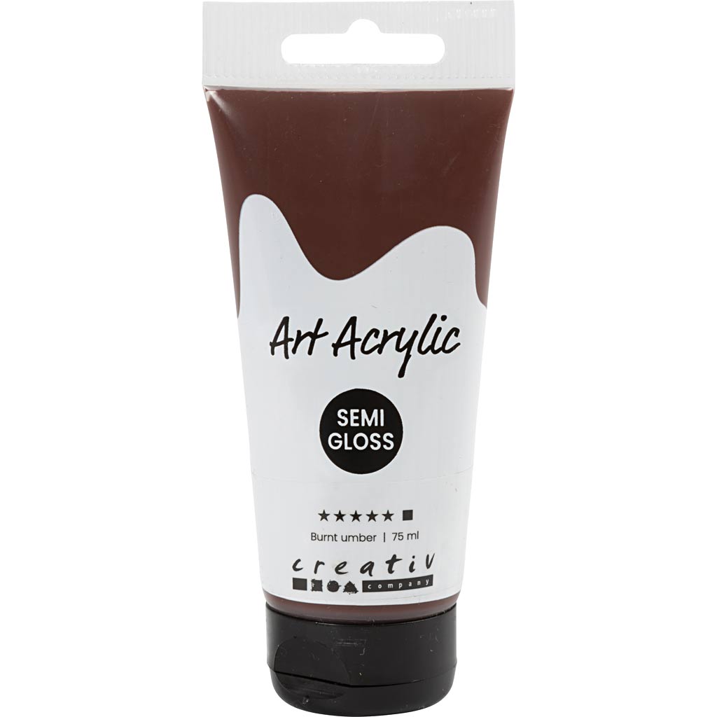 Art Acrylic, poolläikiv, läbipaistmatu, põletatud umber, 75 ml/ 1 pudel