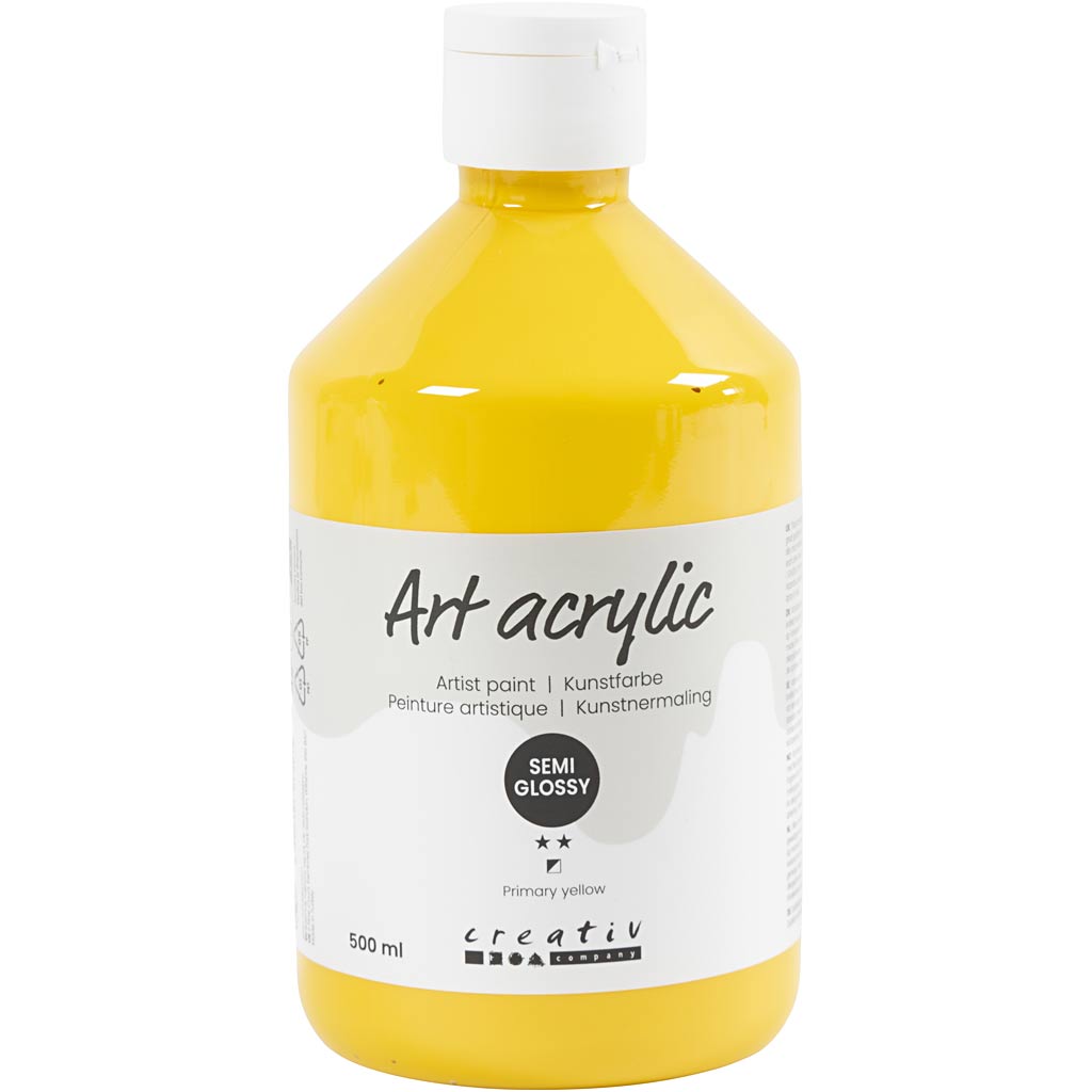 Art Acrylic, poolläikiv, läbipaistev, primaarkollane, 500 ml/ 1 pudel