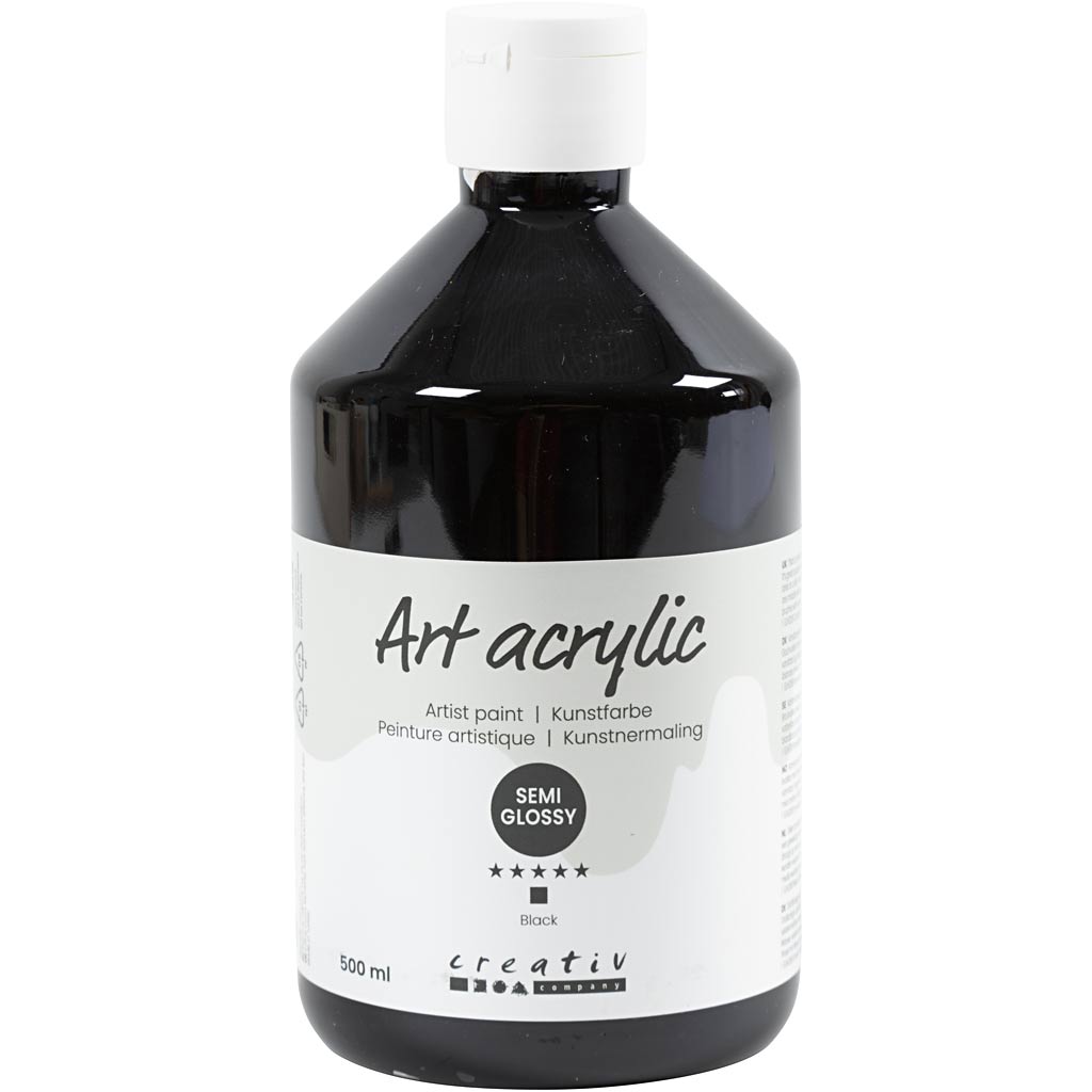 Art Acrylic, poolläikiv, läbipaistmatu, must, 500 ml/ 1 pudel
