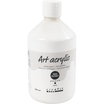 Art Acrylic, poolläikiv, läbipaistmatu, valge, 500 ml/ 1 pudel