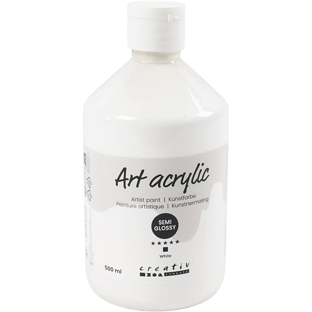 Art Acrylic, poolläikiv, läbipaistmatu, valge, 500 ml/ 1 pudel