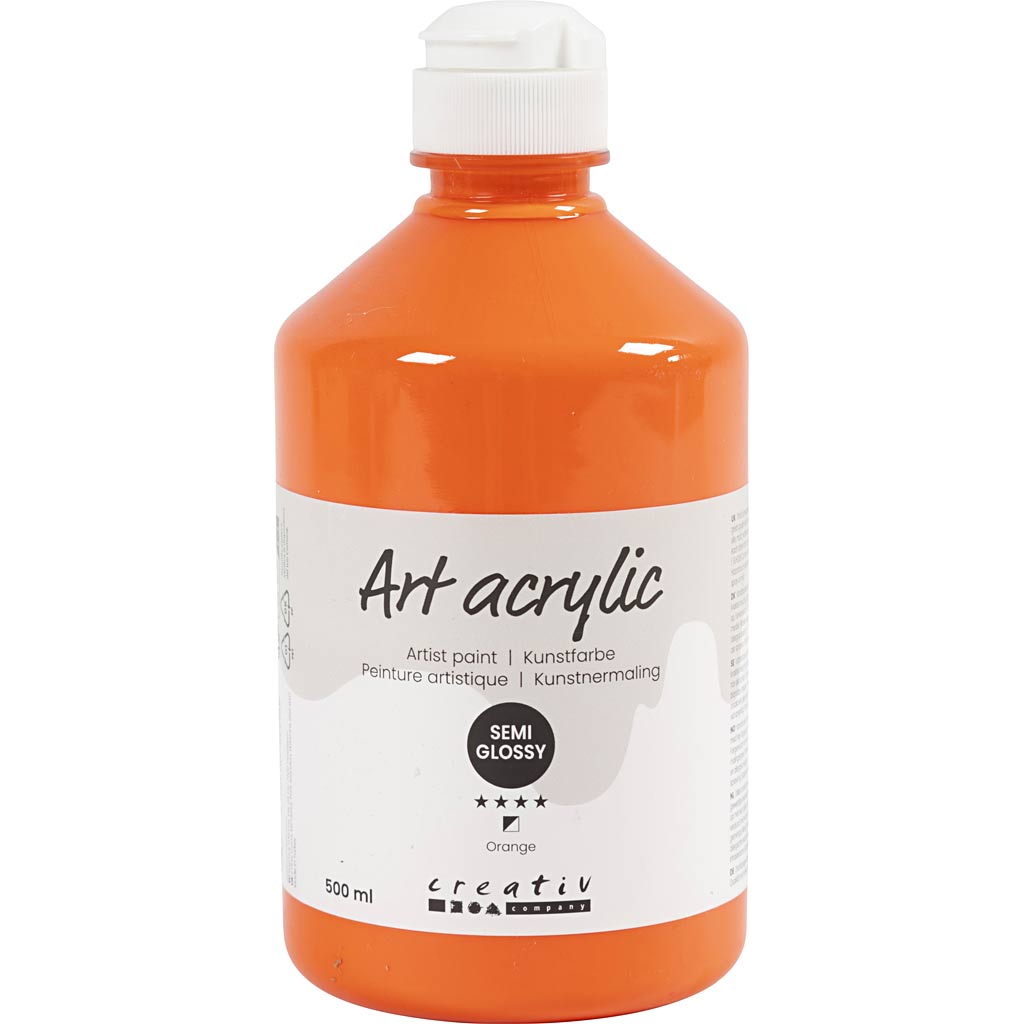 Art Acrylic, poolläikiv, poolläbipaistev, oranž, 500 ml/ 1 pudel