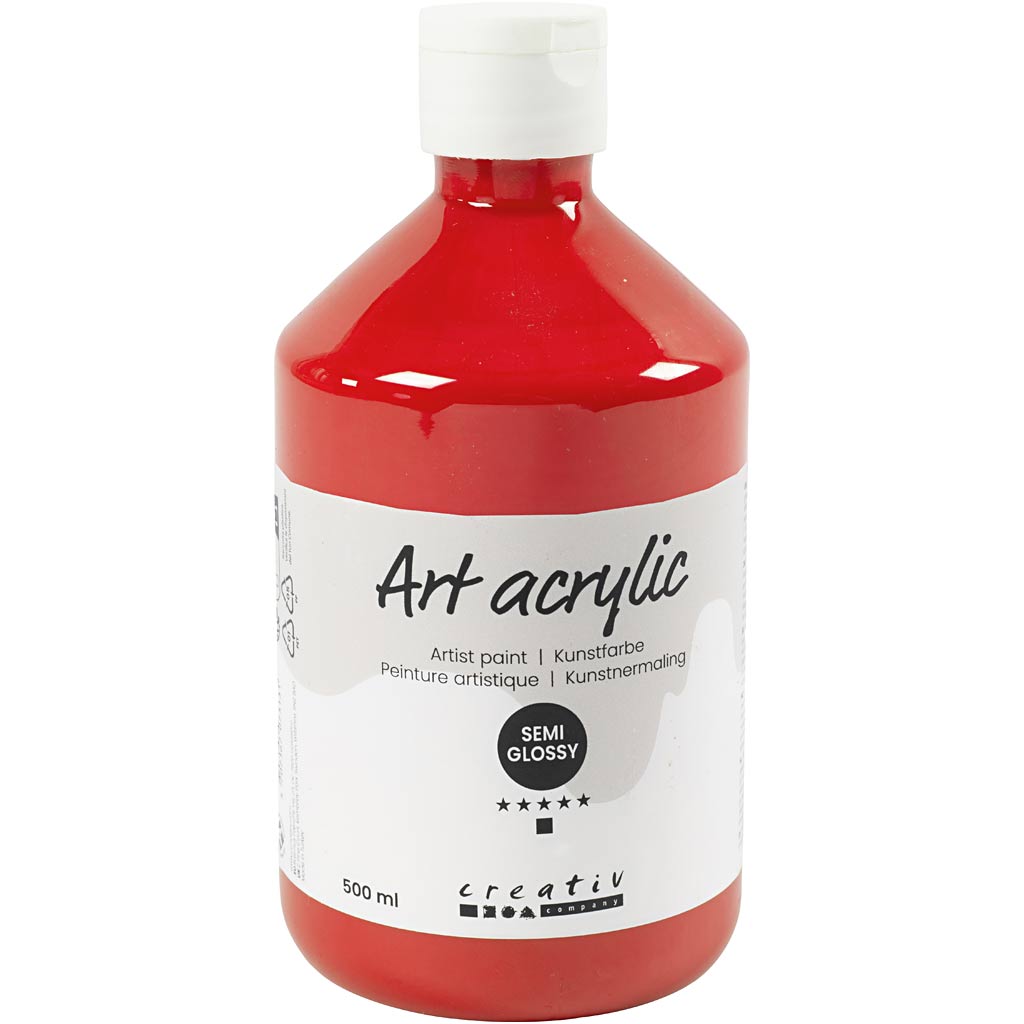 Art Acrylic, poolläikiv, läbipaistev, kaadmiumpunane, 500 ml/ 1 pudel