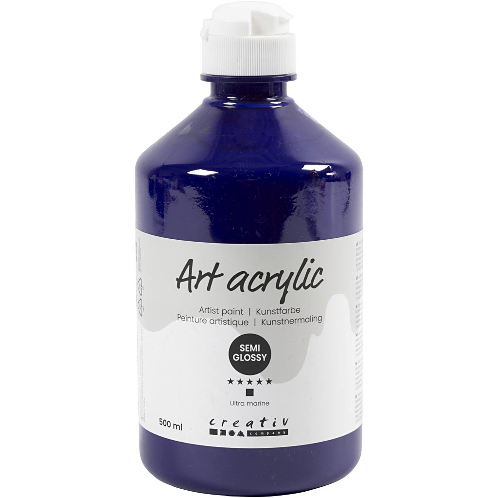 Art Acrylic, poolläikiv, läbipaistmatu, ultra marine, 500 ml/ 1 pudel