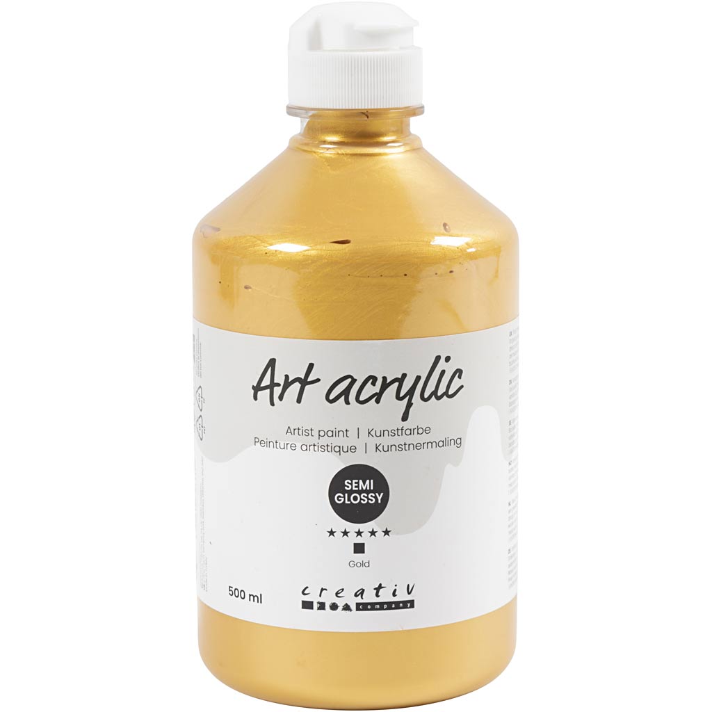 Art Acrylic, poolläikiv, läbipaistmatu, kuldne, 500 ml/ 1 pudel
