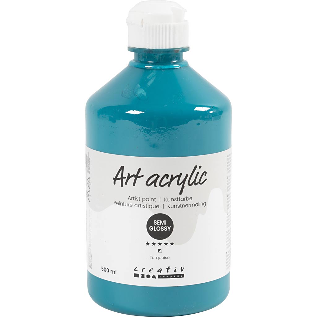 Art Acrylic, poolläikiv, läbipaistmatu, türkiissinine, 500 ml/ 1 pudel