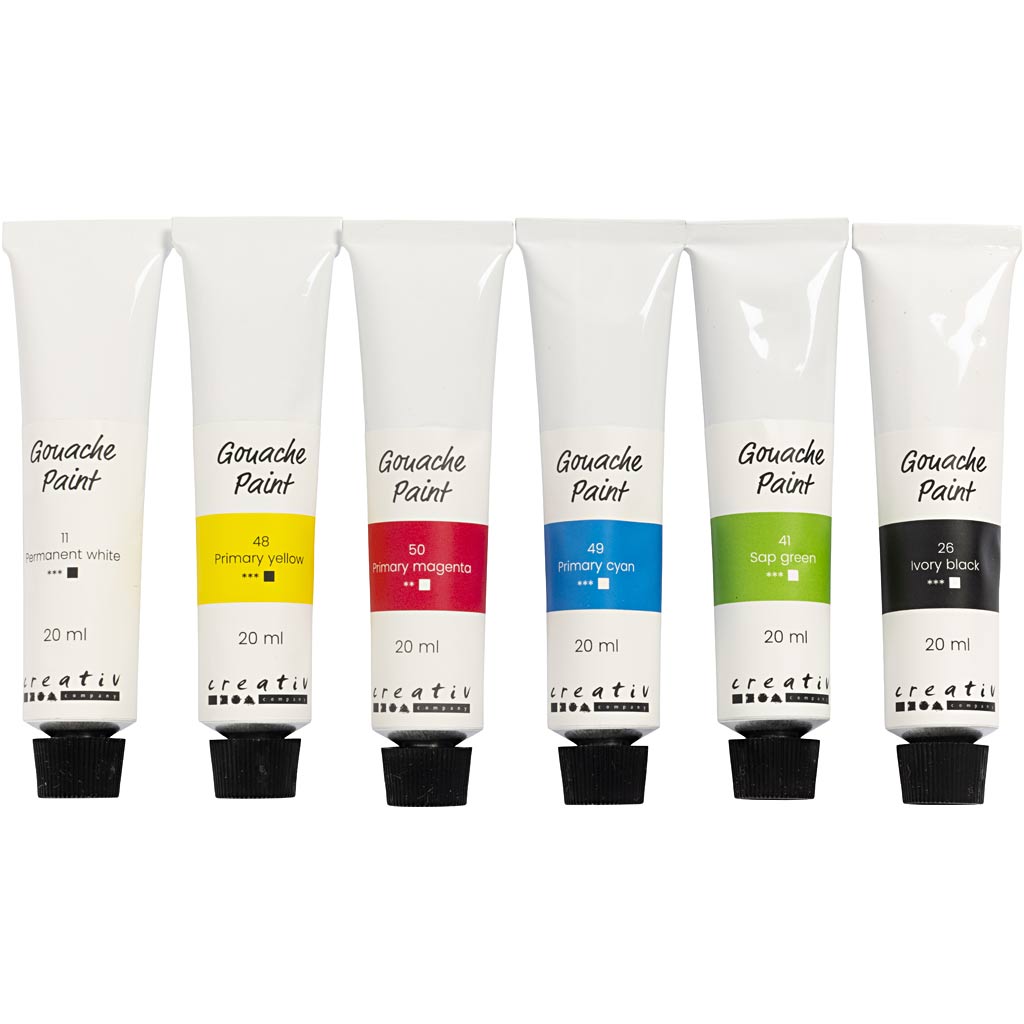 Guaššvärv, standardvärvid, 6x20 ml/ 1 pakk
