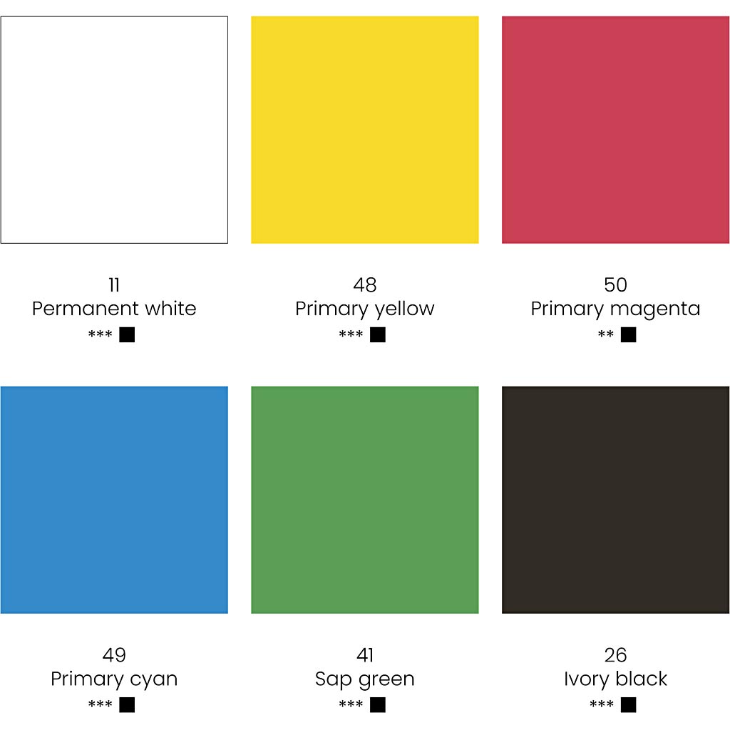 Guaššvärv, standardvärvid, 6x20 ml/ 1 pakk - Image 4