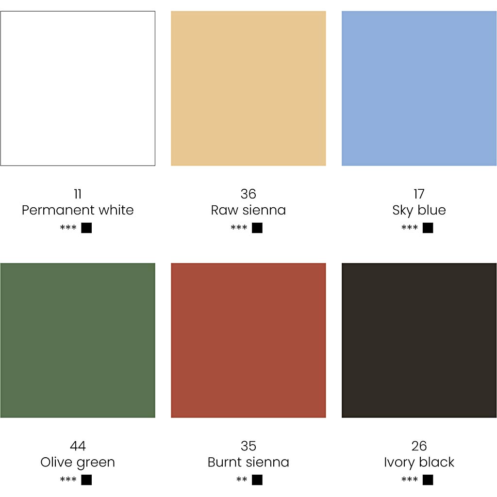 Guaššvärvid, loodusvärvid, 6x20 ml/ 1 pakk - Image 4