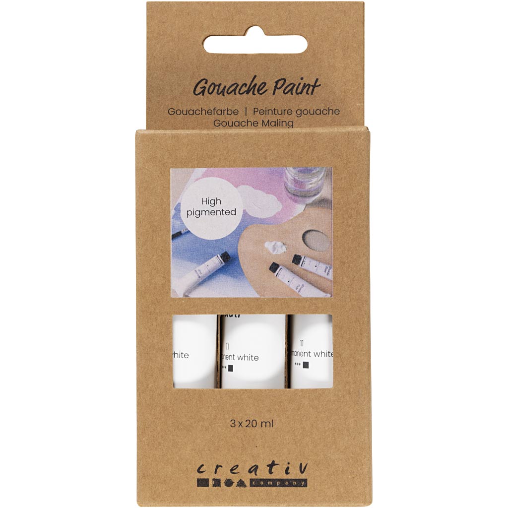 Guaššvärv, valge, 3x20 ml/ 1 pakk - Image 2