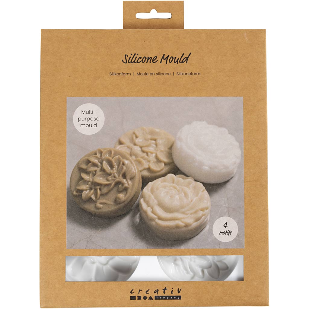 Silikoonvorm, ümmargune lillekujundusega , L: 6,8 cm, W: 2,3 cm, 4 tk/ 1 pakk