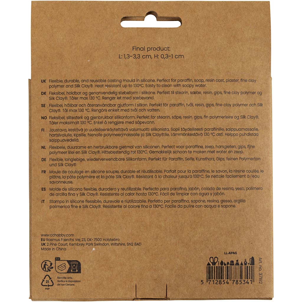 Silikoonist vorm, meritäht, karp, karbi, H: 0,3-1 cm, L: 1,3-3,3 cm, 2 tk/ 1 pakk - Image 2