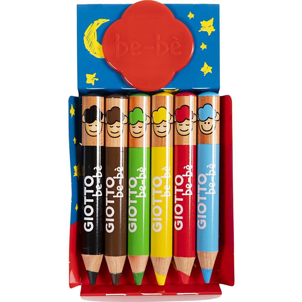 Värvipliiatsid, L: 10,5 cm, paksus 13 mm, pliiats 6 mm, värvide valik, 6 tk/ 1 pakk - Image 6