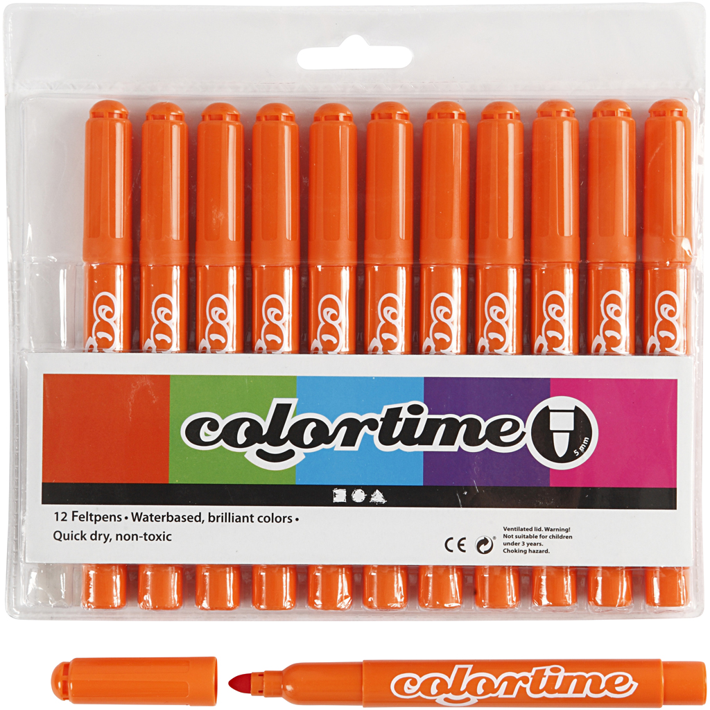 Colortime markerid, joon 5 mm, oranž, 12 tk/ 1 pakk