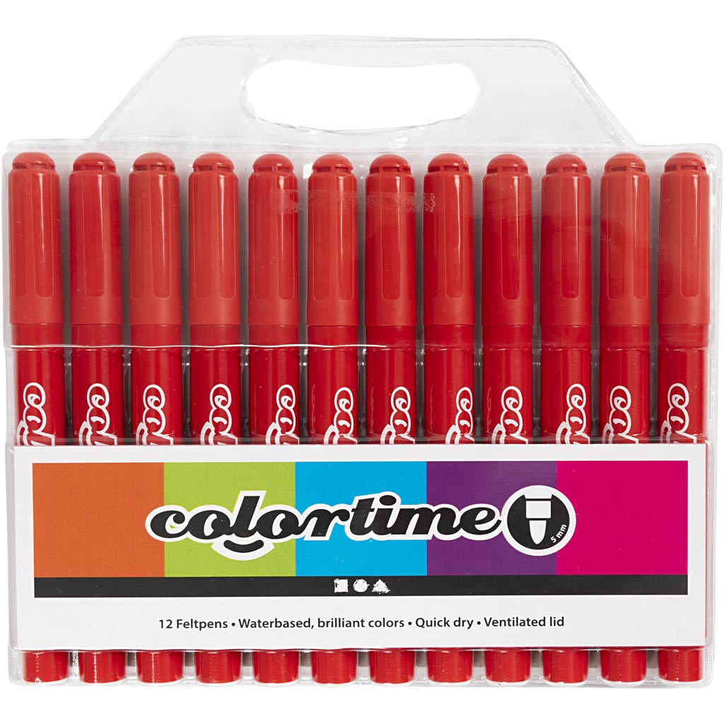 Colortime markerid, joon 5 mm, punane, 12 tk/ 1 pakk - Image 2