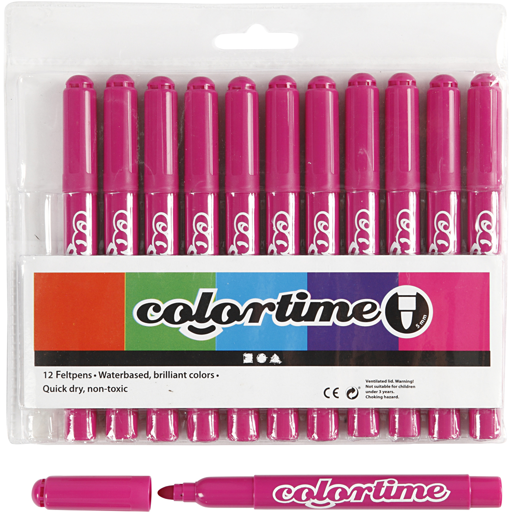 Colortime markerid, joon 5 mm, roosa, 12 tk/ 1 pakk