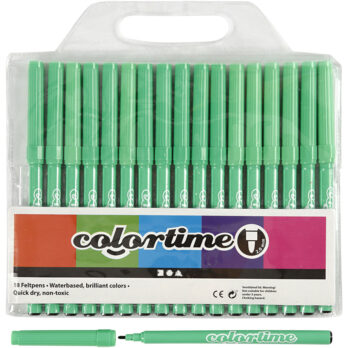 Colortime markerid, joon 2 mm, heleroheline, 18 tk/ 1 pakk
