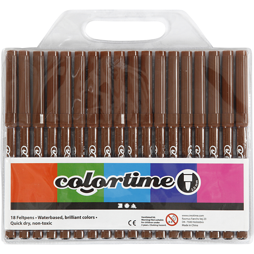 Colortime markerid, joon 2 mm, pruun, 18 tk/ 1 pakk - Image 2