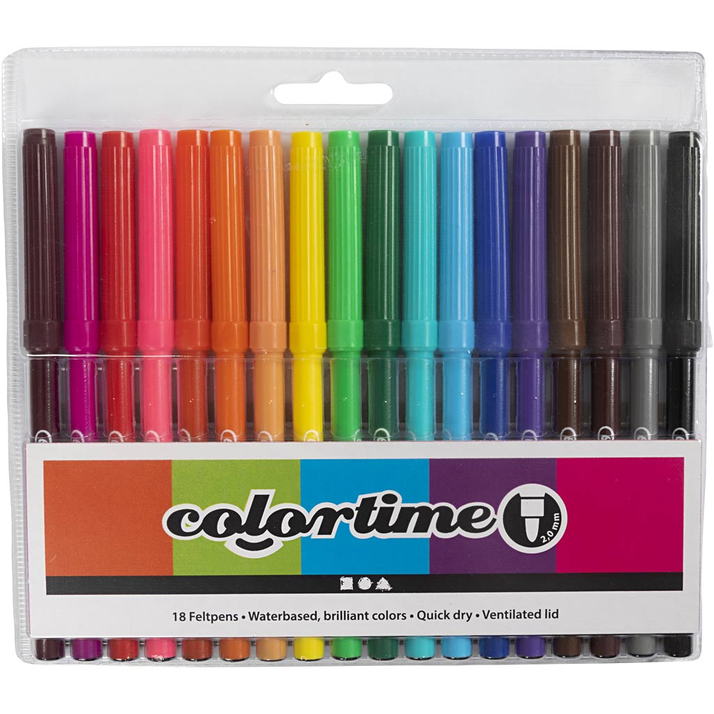 Colortime markerid, joon 2 mm, erinevad värvid, 18 tk/ 1 pakk - Image 2