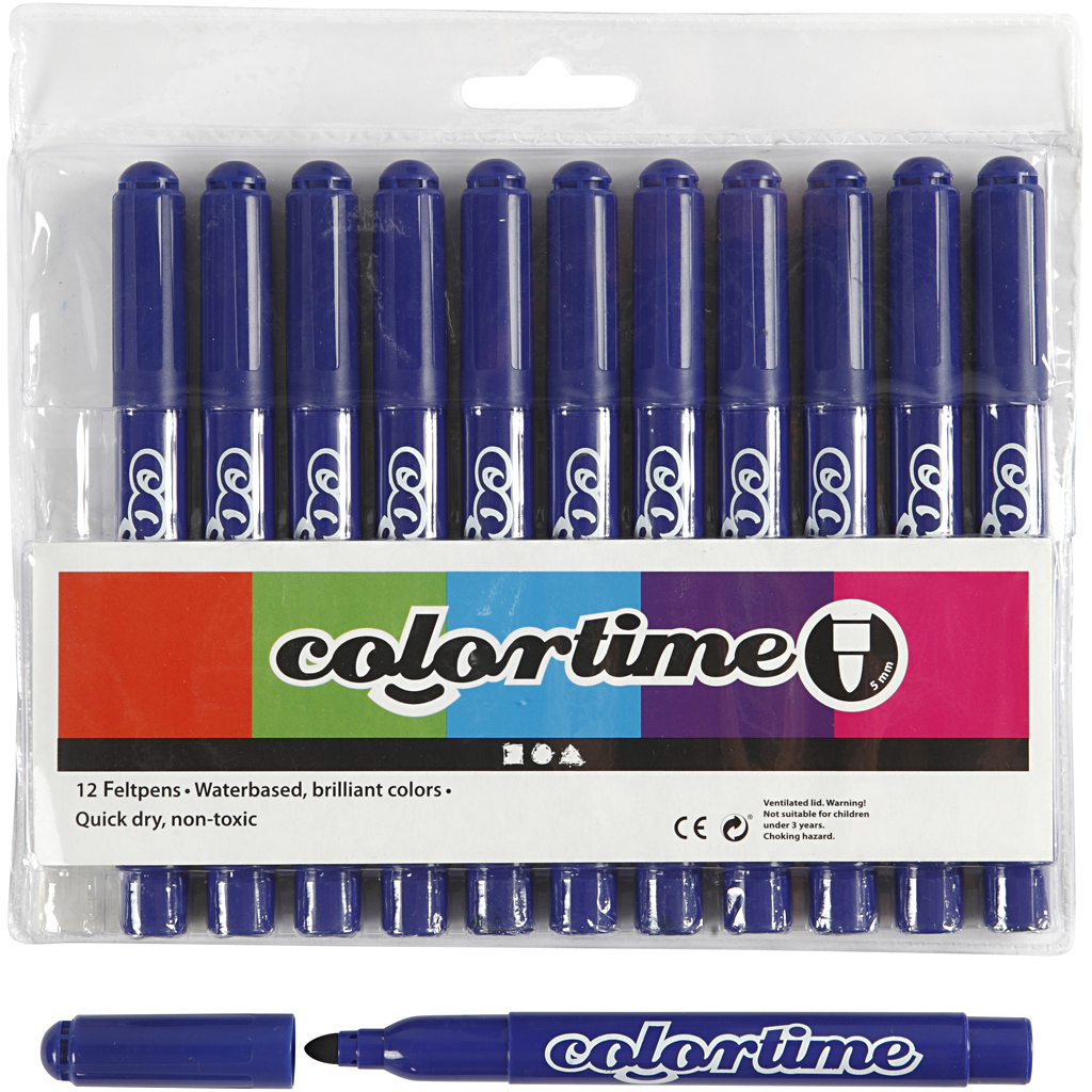 Colortime markerid, joon 5 mm, tumesinine, 12 tk/ 1 pakk