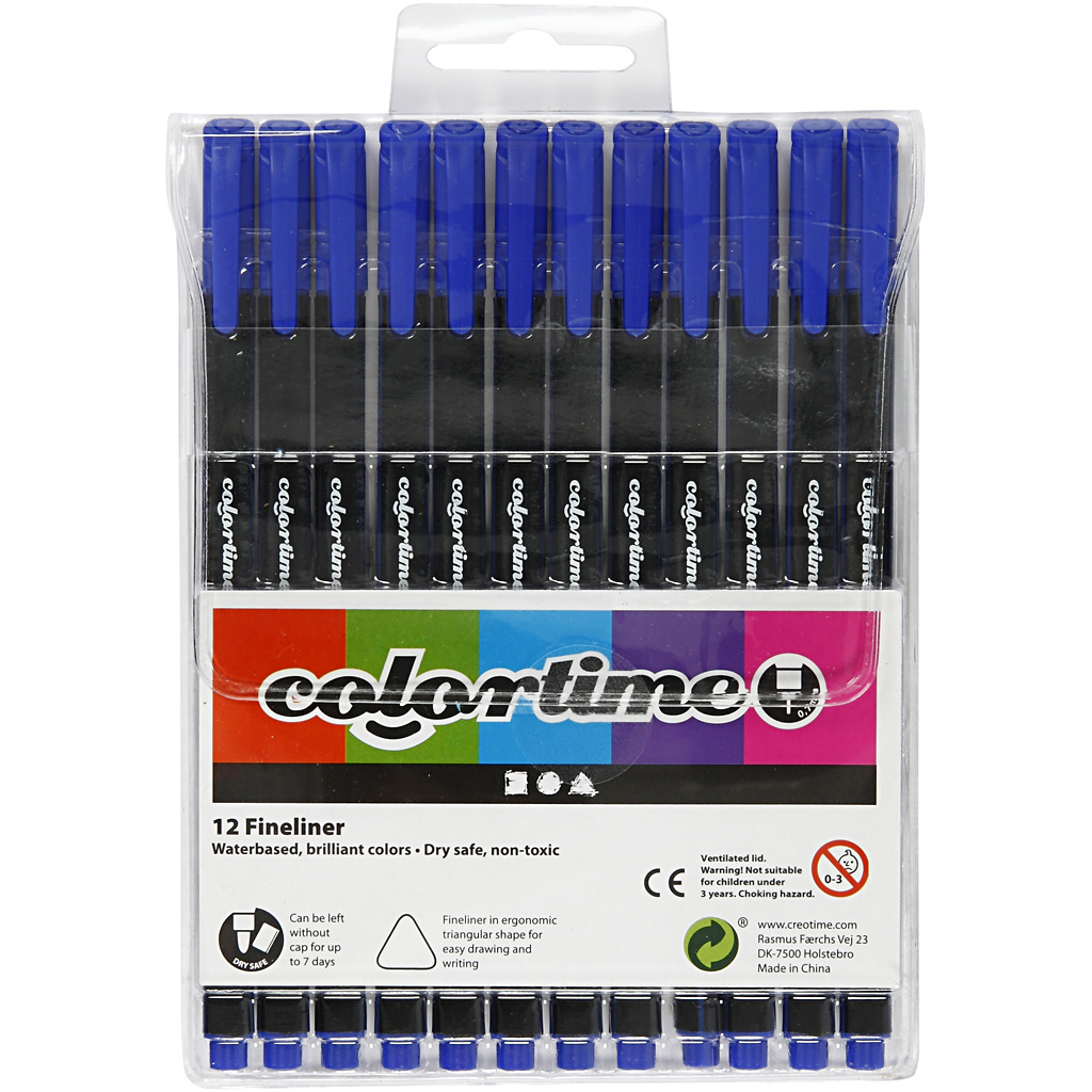 Colortime Fineliner markerid, joon 0,6-0,7 mm, tumesinine, 12 tk/ 1 pakk - Image 2