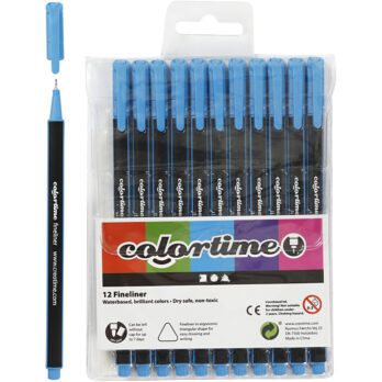 Colortime Fineliner markerid, joon 0,6-0,7 mm, helesinine, 12 tk/ 1 pakk