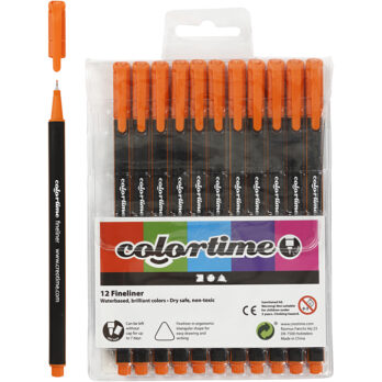 Colortime Fineliner markerid, joon 0,6-0,7 mm, oranž, 12 tk/ 1 pakk