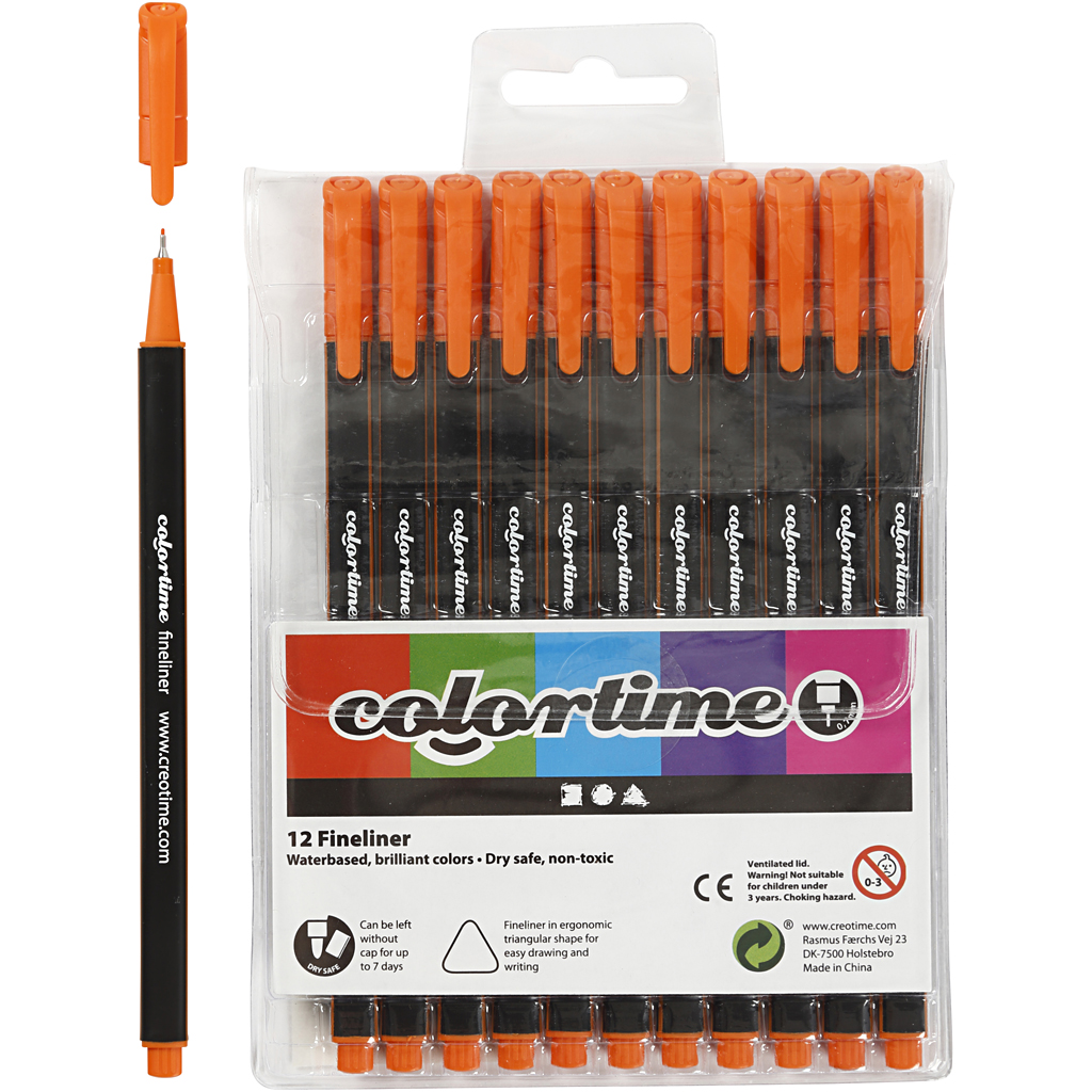 Colortime Fineliner markerid, joon 0,6-0,7 mm, oranž, 12 tk/ 1 pakk