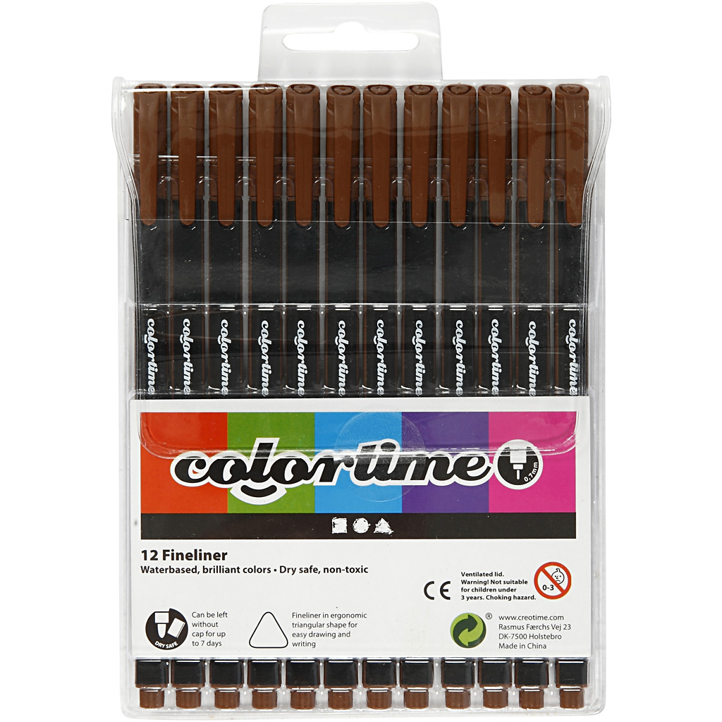 Colortime Fineliner markerid, joon 0,6-0,7 mm, pruun, 12 tk/ 1 pakk - Image 2