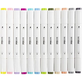Illustratsioonimarker, joon 1+8 mm, pastelsed värvid, 12 tk/ 1 pakk
