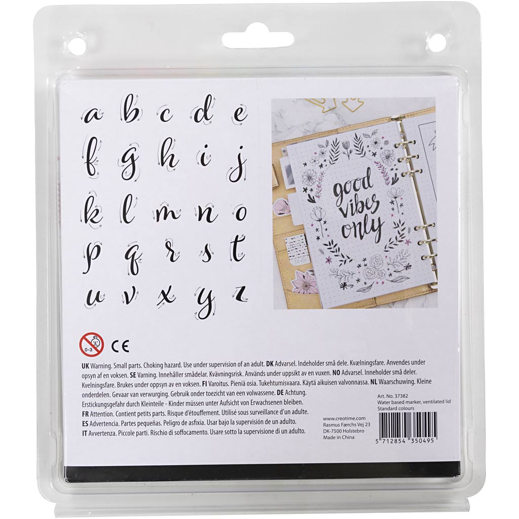 Joonistusmarkerid, joon 1+2-5 mm, standardvärvid, 12 tk/ 1 pakk - Image 3