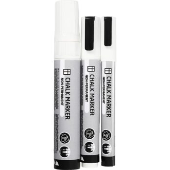 Kreidemarkerid, joon 3+6+15 mm, valge, 3 tk/ 1 pakk