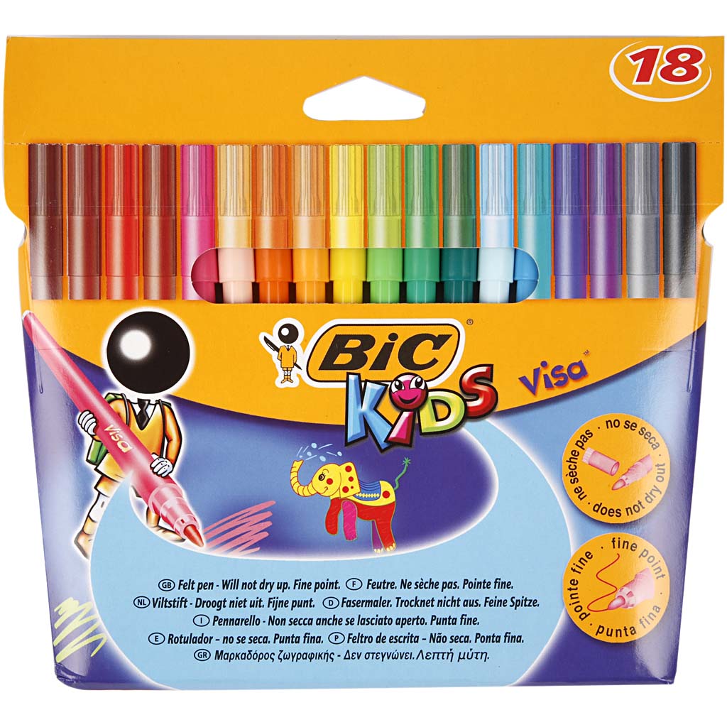 BIC Visa Fine Marker, joon 1,6 mm, erinevad värvid, 18 tk/ 1 pakk - Image 2