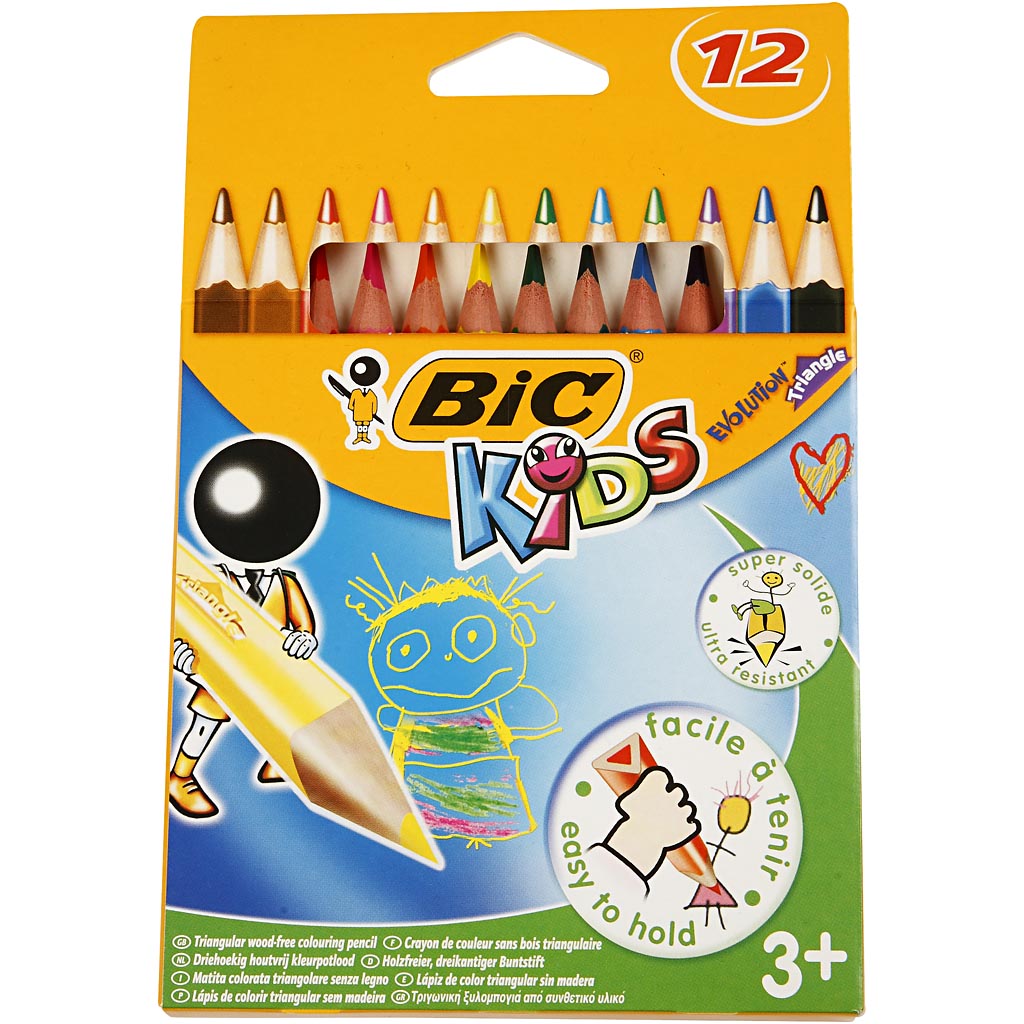 BIC Evolution kolmnurksed värvipliiatsid, L: 14 cm, pliiats 5 mm, värvide valik, 12 tk/ 1 pakk - Image 2