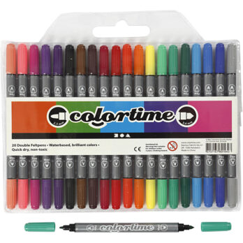 Colortime topeltmarker, joon 2,3+3,6 mm, standardvärvid, 20 tk/ 1 pakk