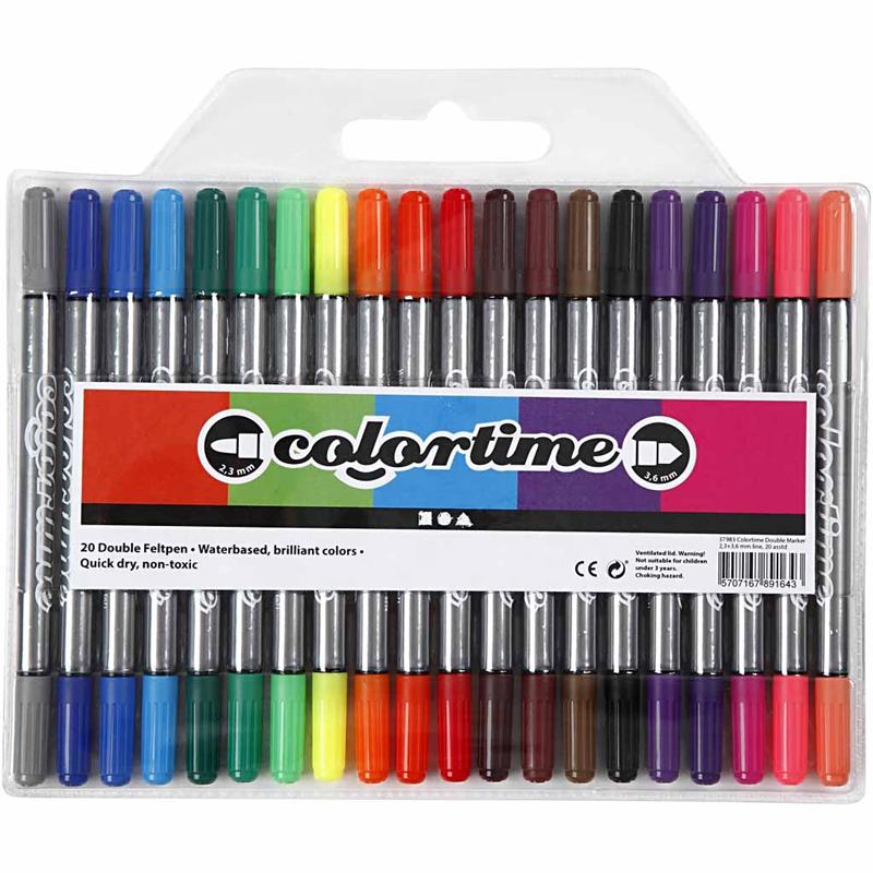 Colortime topeltmarker, joon 2,3+3,6 mm, standardvärvid, 20 tk/ 1 pakk - Image 2