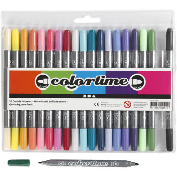 Colortime topeltmarker, joon 2,3+3,6 mm, lisavärvid, 20 tk/ 1 pakk