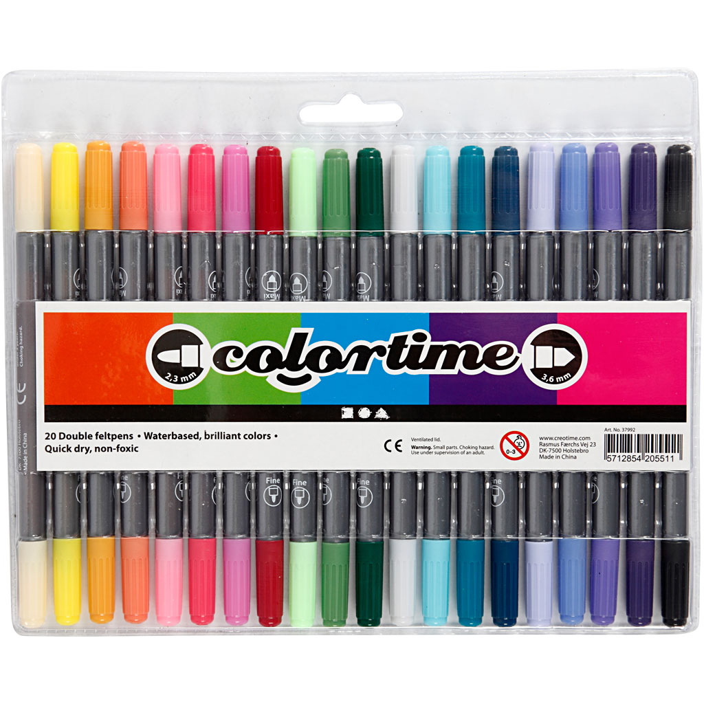 Colortime topeltmarker, joon 2,3+3,6 mm, lisavärvid, 20 tk/ 1 pakk - Image 2