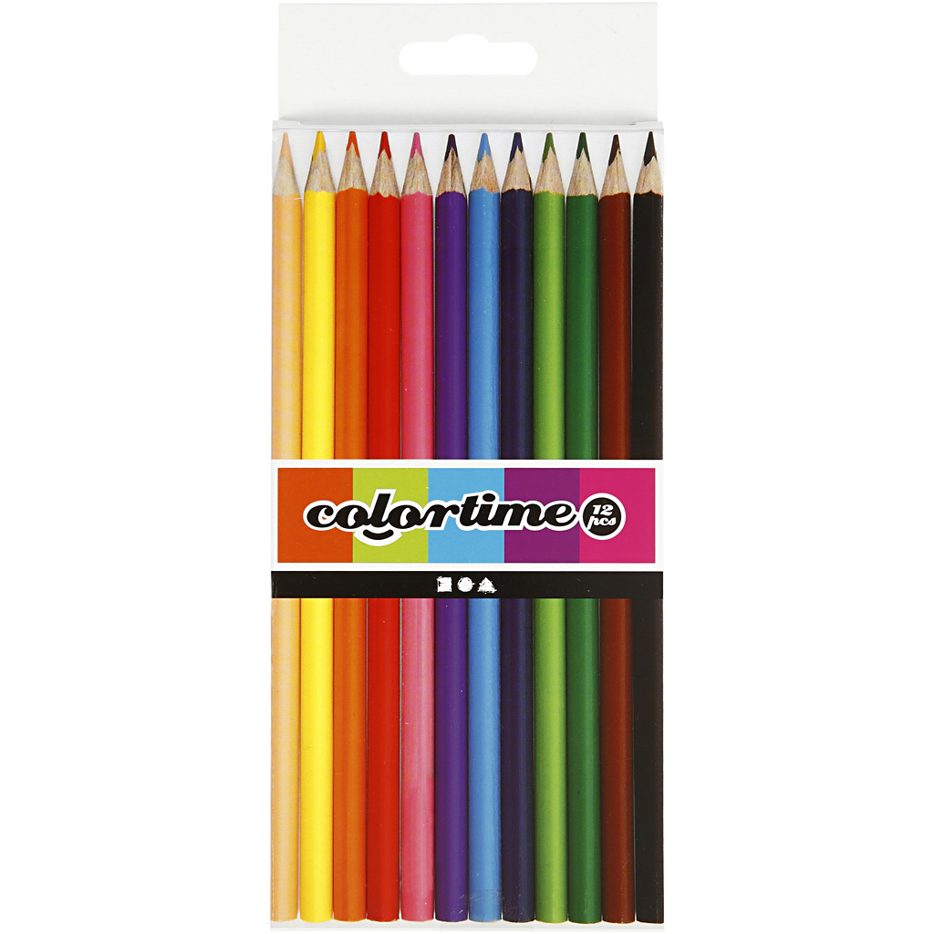 Colortime värvipliiatsid, L: 17,45 cm, pliiats 3 mm, värvide valik, 12 tk/ 1 pakk - Image 2