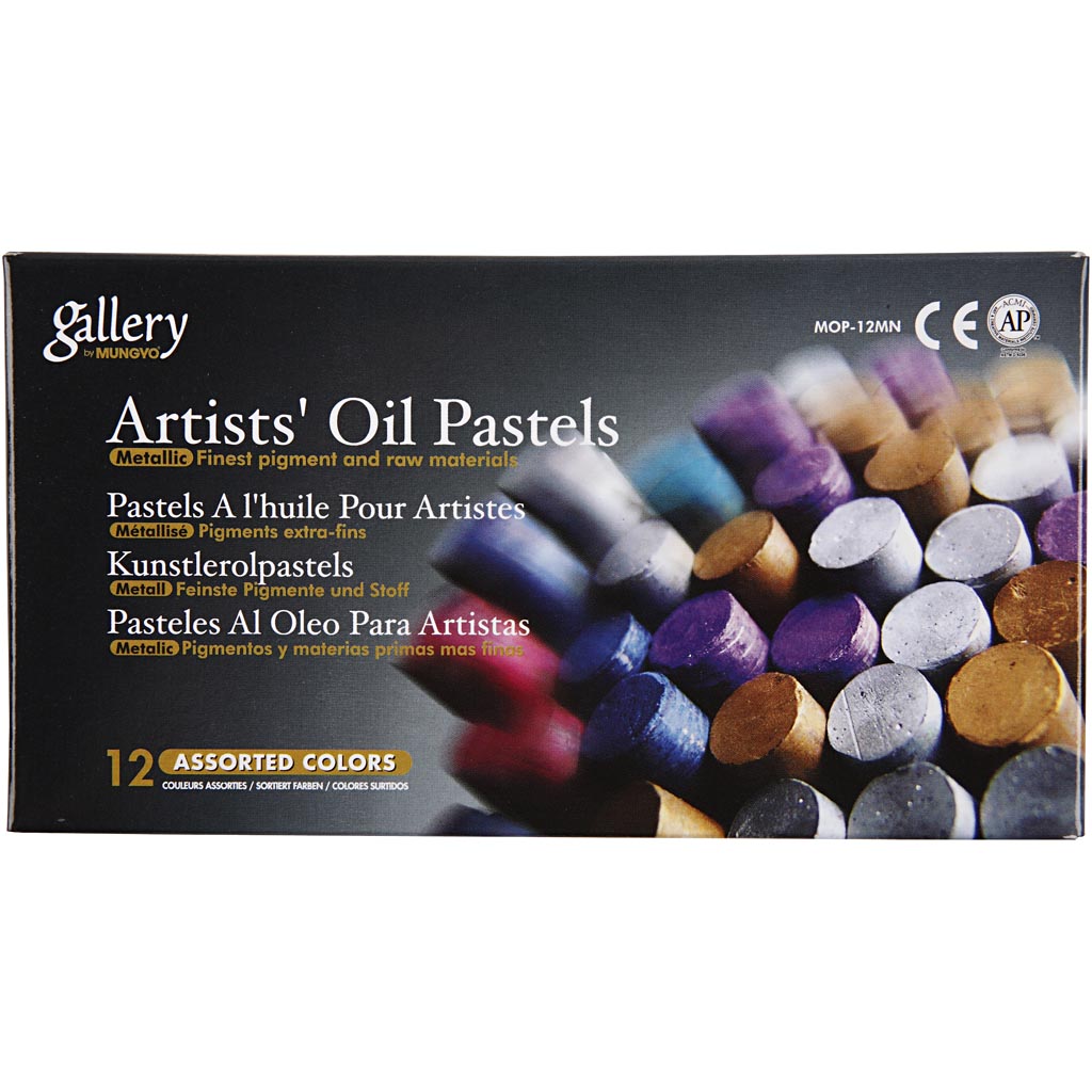 Galerii Õlipastell, L: 7 cm, paksus 11 mm, metallilised värvid, 12 tk/ 1 pakk - Image 2