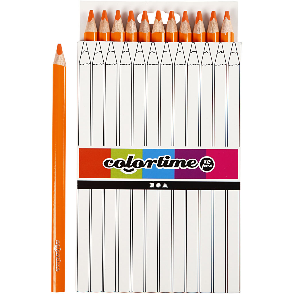 Colortime värvipliiatsid, L: 17,45 cm, münt 5 mm, JUMBO, oranž, 12 tk/ 1 pakk