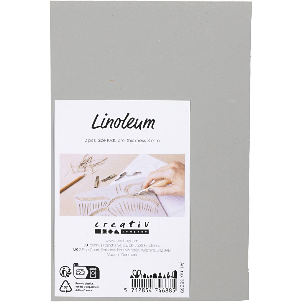 Linoleum, suurus 10x15 cm, paksus 3 mm, hall, 2 tk/ 1 pakk