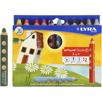 Groove Triple1 värvipliiatsid, L: 12 cm, münt 10 mm, värvide valik, 12 tk/ 1 pakk
