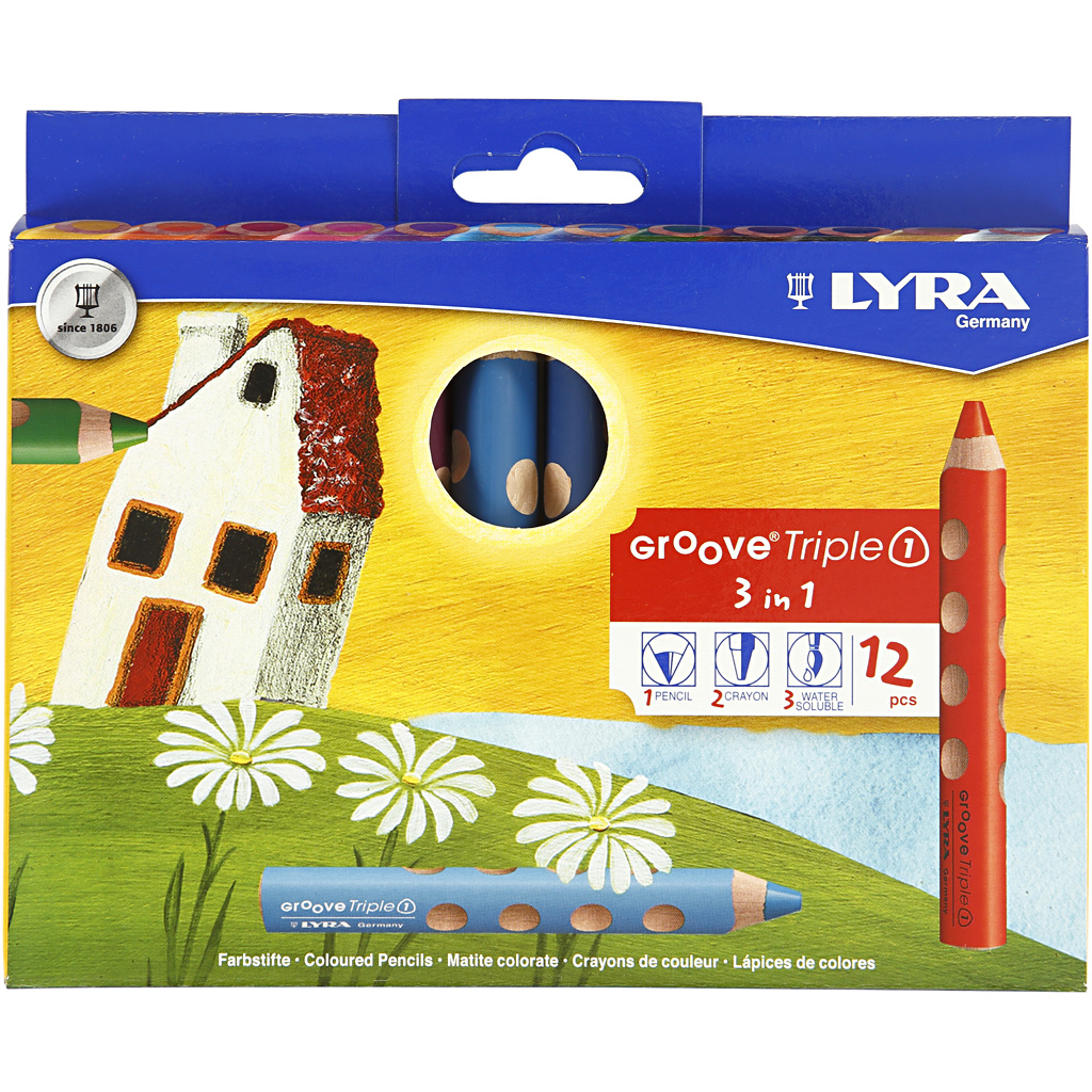 Groove Triple1 värvipliiatsid, L: 12 cm, münt 10 mm, värvide valik, 12 tk/ 1 pakk - Image 2