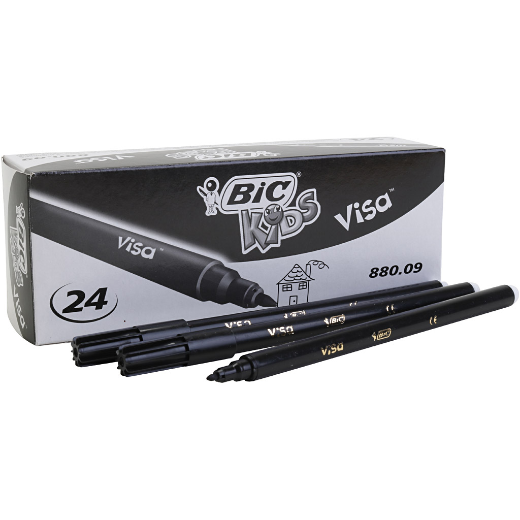 BIC Visa Fine Marker, joon 0,7 mm, must, 24 tk/ 1 pakk