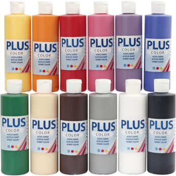 Plus Color Craft Paint, standardvärvid, 12x250 ml/ 1 pakk