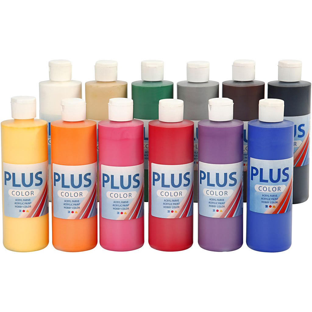 Plus Color Craft Paint, standardvärvid, 12x250 ml/ 1 pakk - Image 2