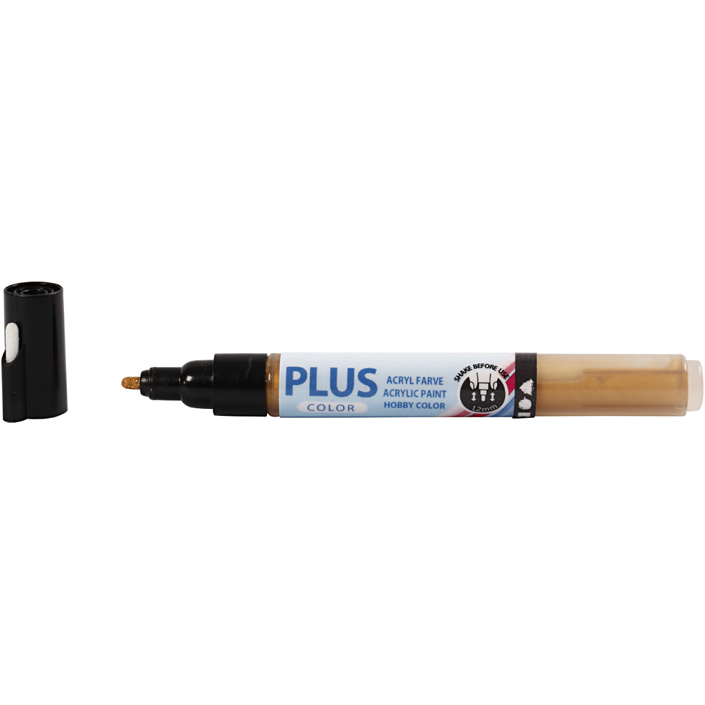 Plus Color Marker, L: 14,5 cm, joon 1-2 mm, kuldne, 5,5 ml, 1 tk - Image 3