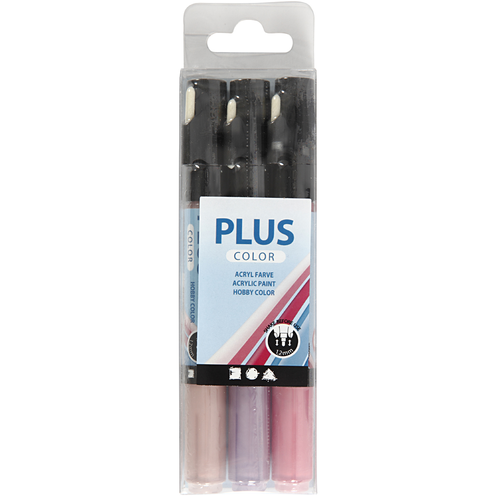 Plus Color Marker, L: 14,5 cm, joon 1-2 mm, fuksia, tolmune roosa, tume lilla, 5,5 ml, 3 tk/ 1 pakk - Image 2